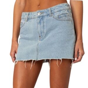 Edikted Jessie  Light Blue Denim Mini Skirt Size Small